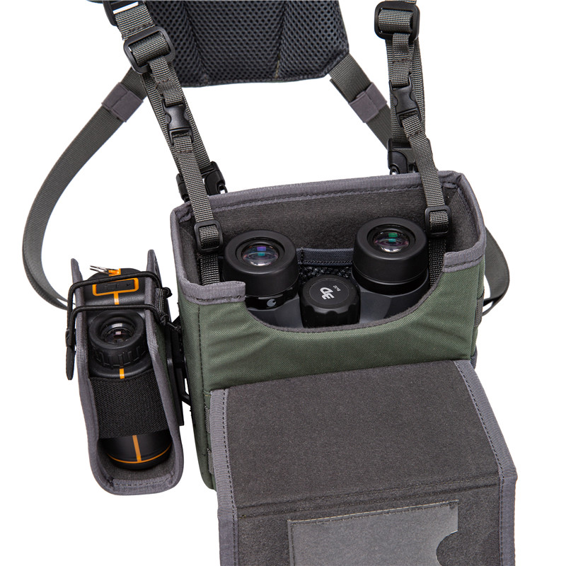 Magnetic Control Binocular Bag Harness with Rangefinder Pouch (Green)